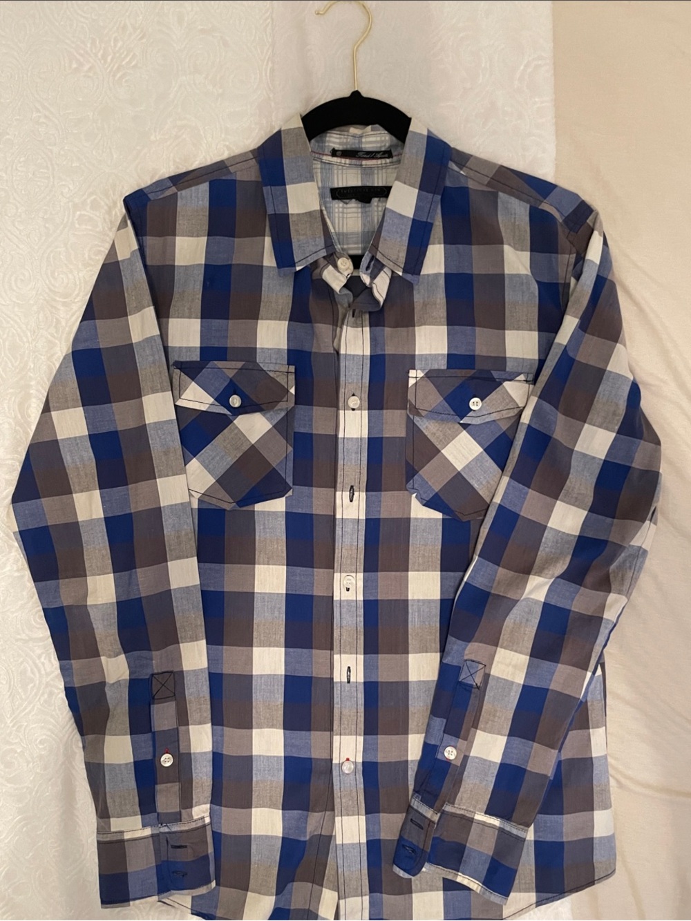 TwentyOne Men's Blue Plaid Button-Down Shirt